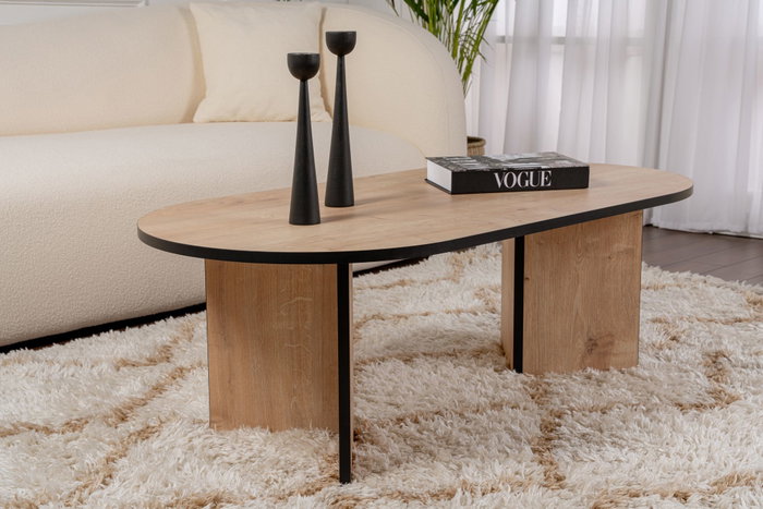 Nordure Mesa de Centro Roble Zafiro y Negro, Tablero de 18mm de Partículas Melaminadas, Elegante y Funcional